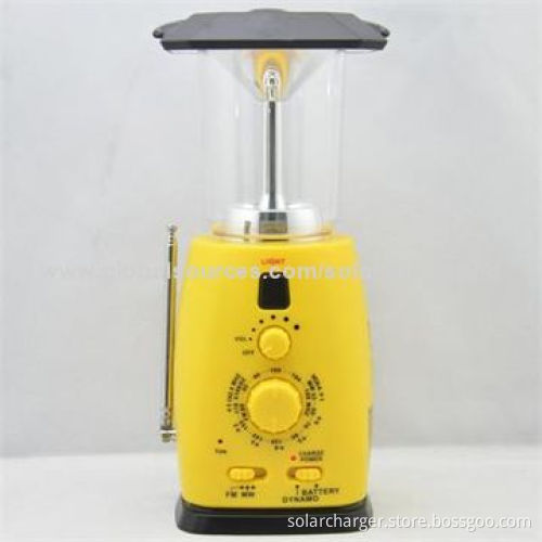 Solar/Dynamo Camping Lantern with Built-in 500mA Lithium Battery, AM/FM Radio